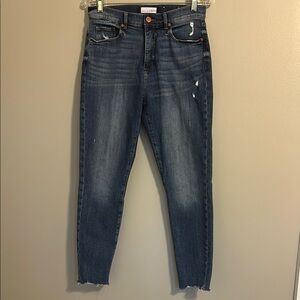 LOFT Dark Blue Distressed Ankle Jeans